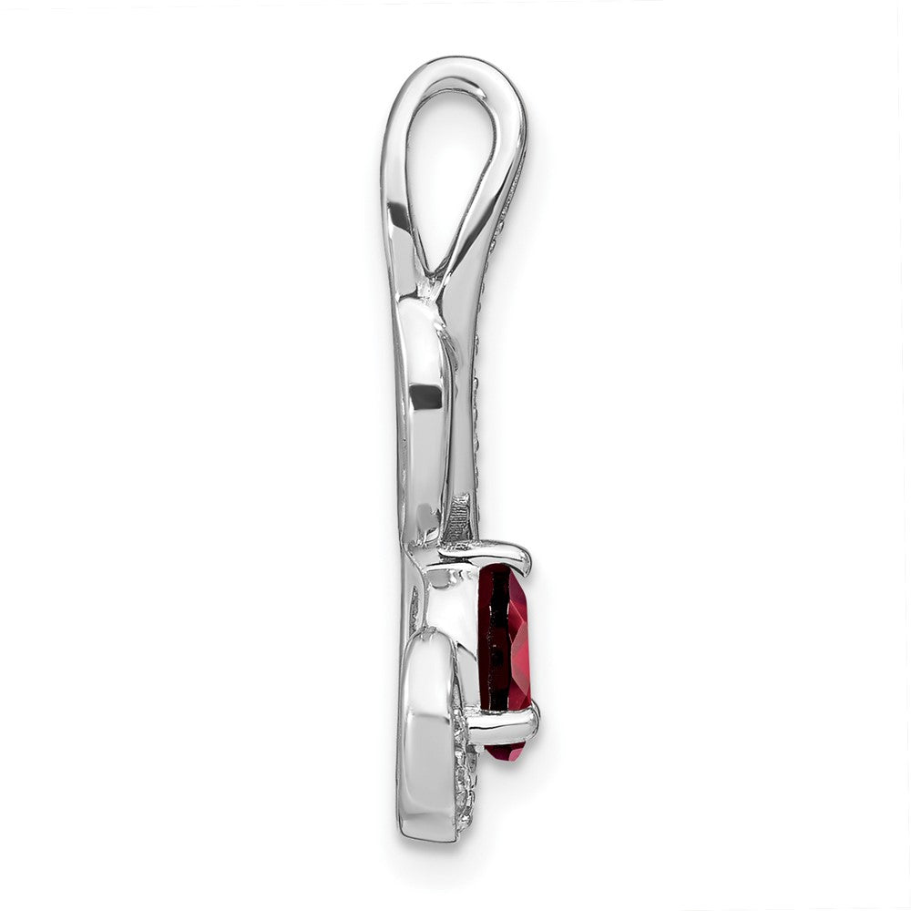 14k White Gold Garnet and Real Diamond Swirl Pendant