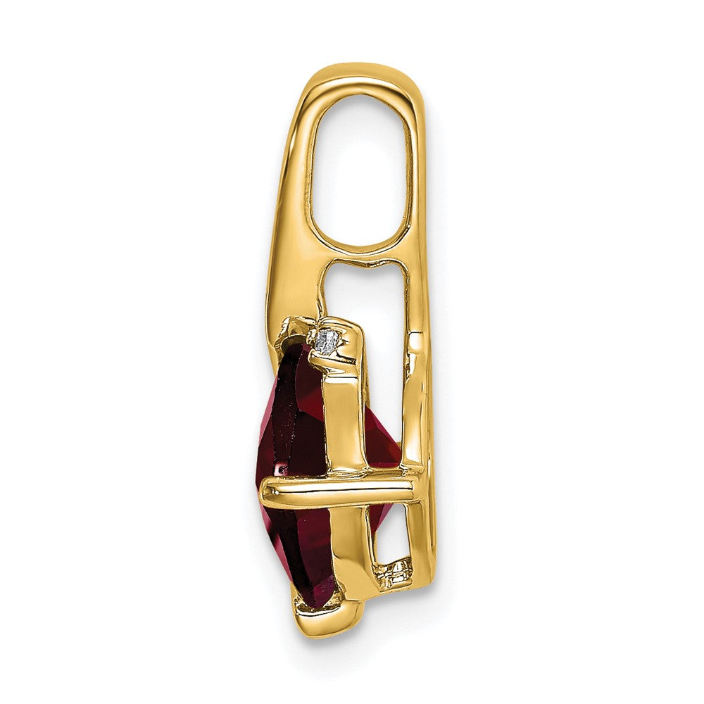 14K Yellow Gold Cushion Garnet and Real Diamond Pendant