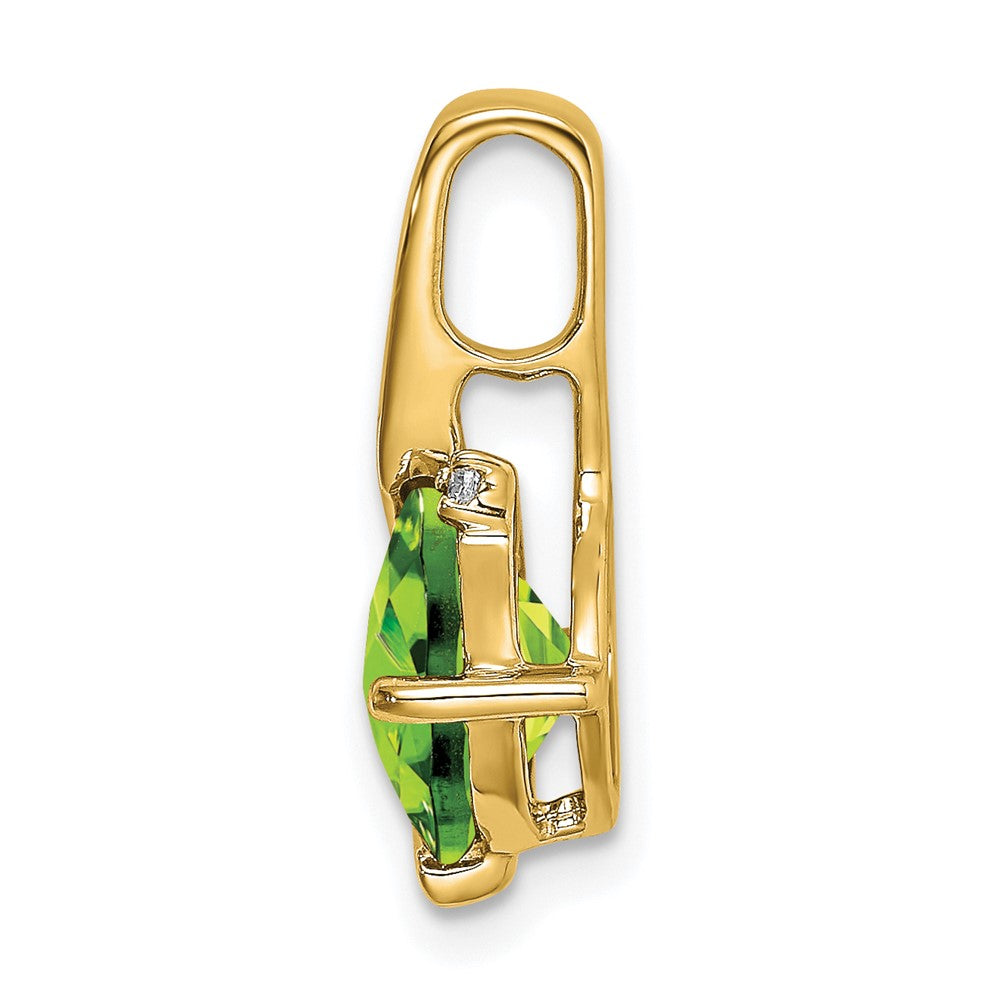 14K Yellow Gold Cushion Peridot and Real Diamond Pendant