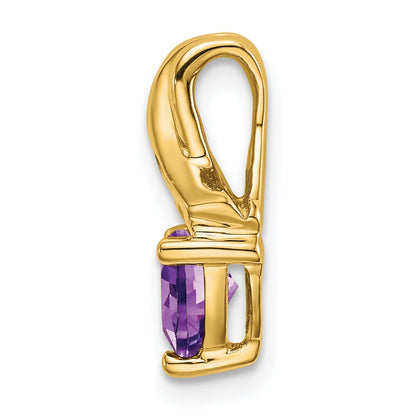 14K Yellow Gold Trillion Amethyst and Real Diamond Pendant