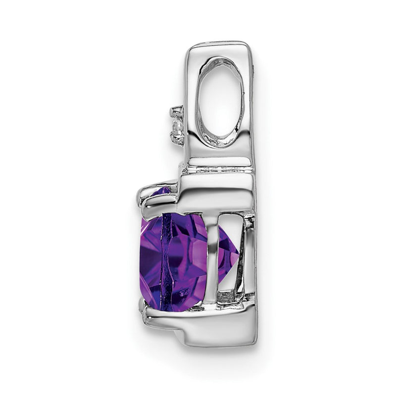 14k White Gold Amethyst and Real Diamond Pendant