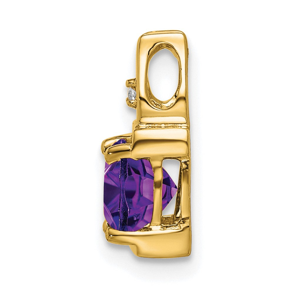 14K Yellow Gold Amethyst and Real Diamond Pendant