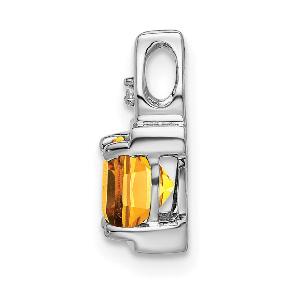 14k White Gold Citrine and Real Diamond Pendant