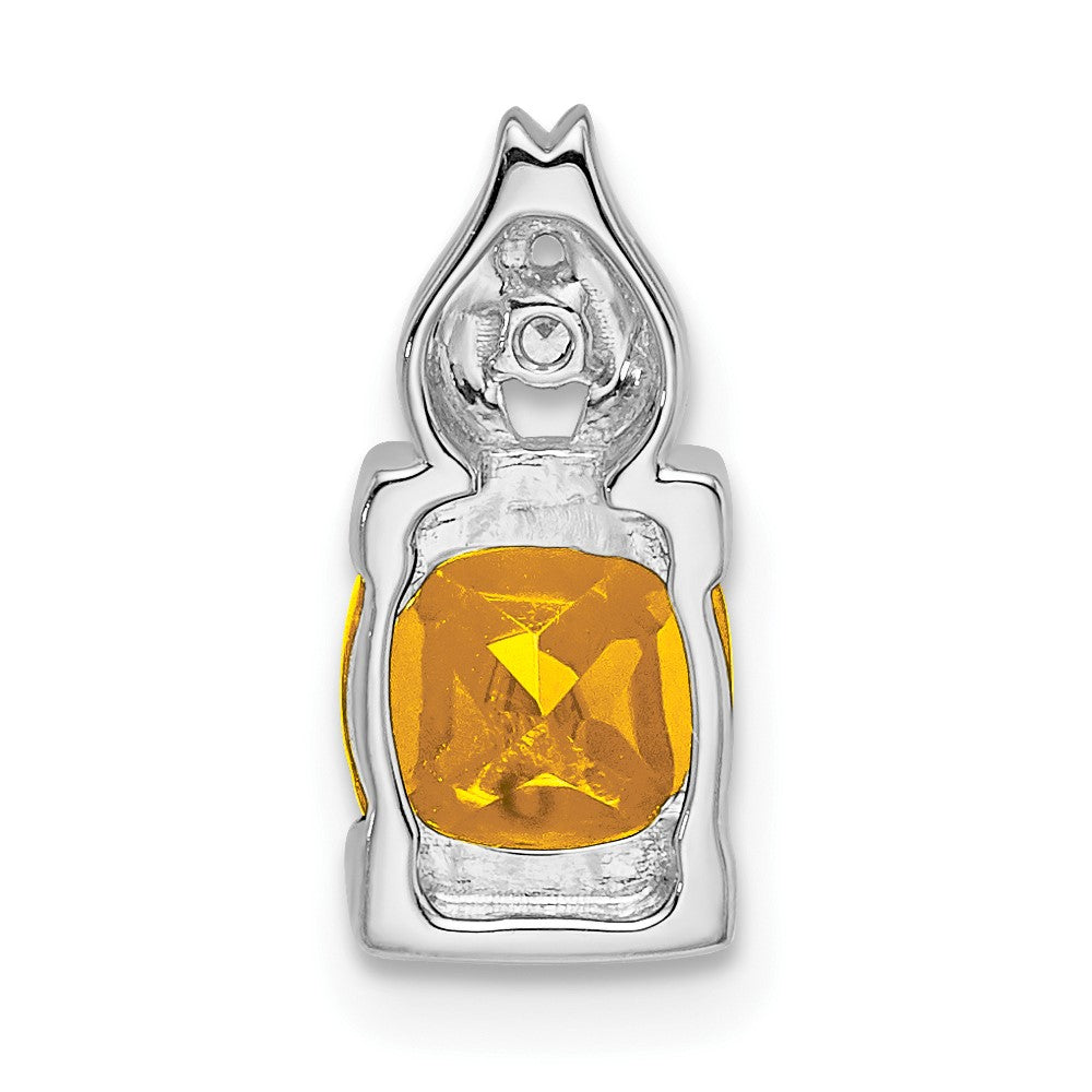 14k White Gold Citrine and Real Diamond Pendant