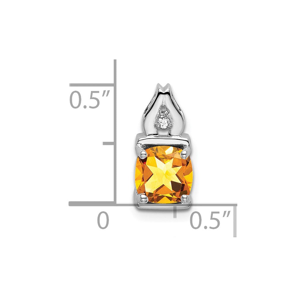 14k White Gold Citrine and Real Diamond Pendant