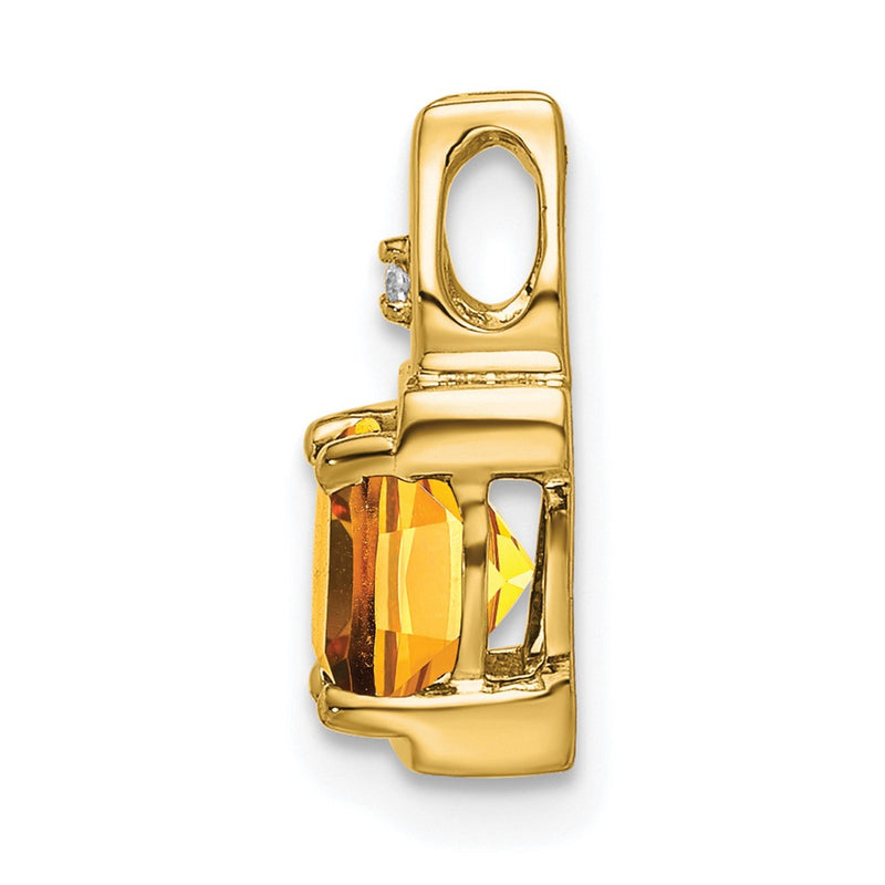 14K Yellow Gold Citrine and Real Diamond Pendant