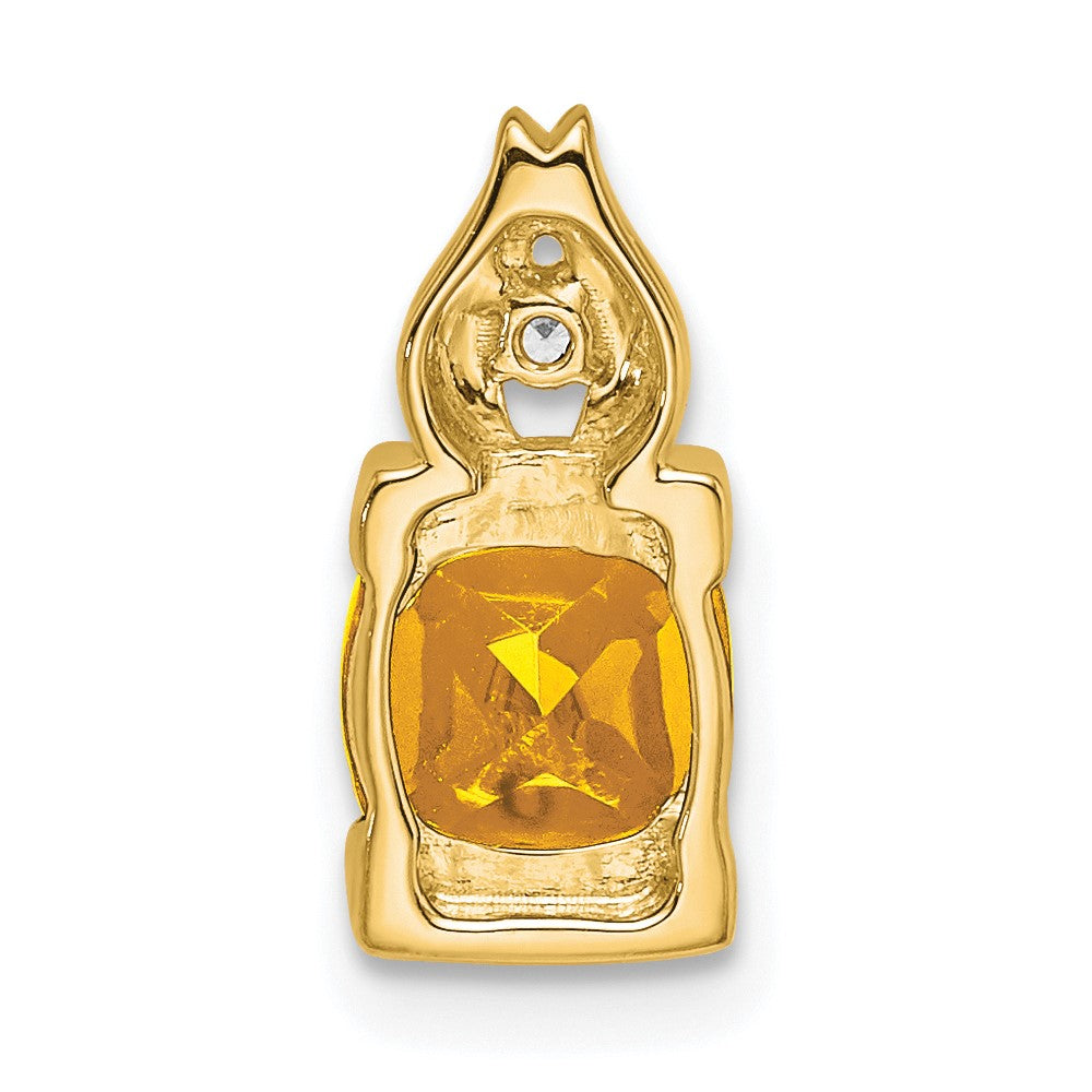 14K Yellow Gold Citrine and Real Diamond Pendant