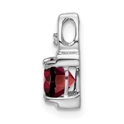14k White Gold Garnet and Real Diamond Pendant