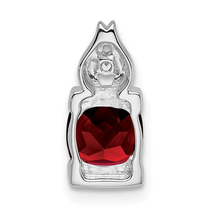 14k White Gold Garnet and Real Diamond Pendant