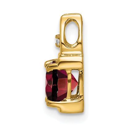 14K Yellow Gold Garnet and Real Diamond Pendant