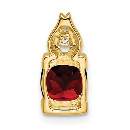 14K Yellow Gold Garnet and Real Diamond Pendant