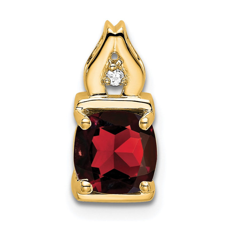 14K Yellow Gold Garnet and Real Diamond Pendant