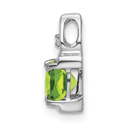 14k White Gold Peridot and Real Diamond Pendant