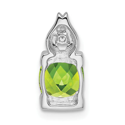 14k White Gold Peridot and Real Diamond Pendant