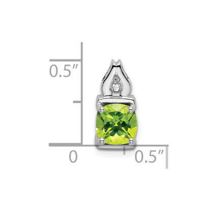 14k White Gold Peridot and Real Diamond Pendant