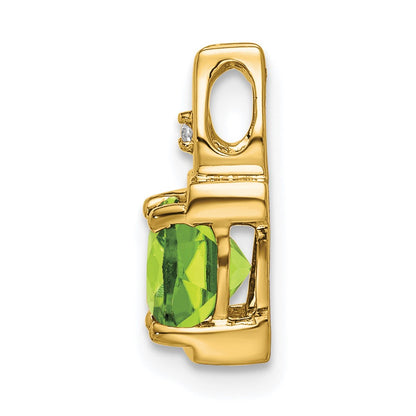 14K Yellow Gold Peridot and Real Diamond Pendant