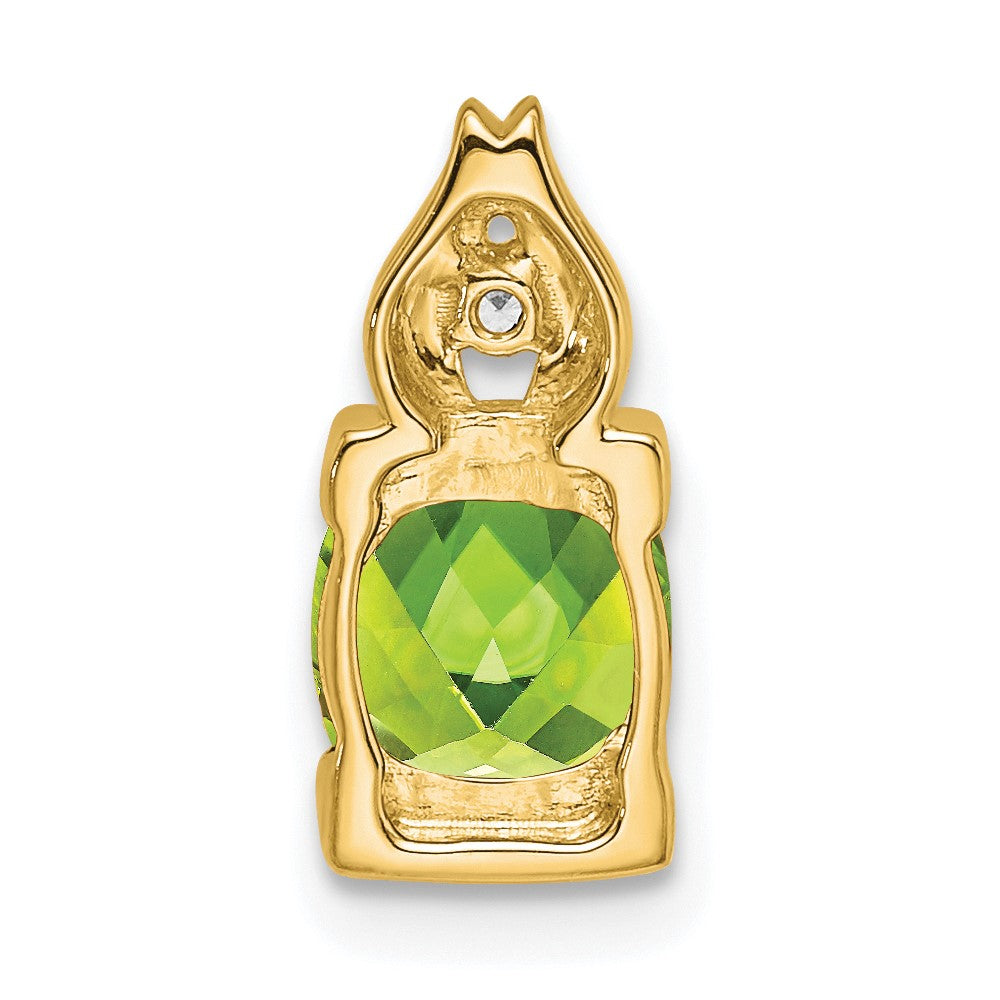 14K Yellow Gold Peridot and Real Diamond Pendant