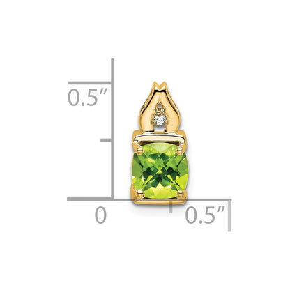14K Yellow Gold Peridot and Real Diamond Pendant