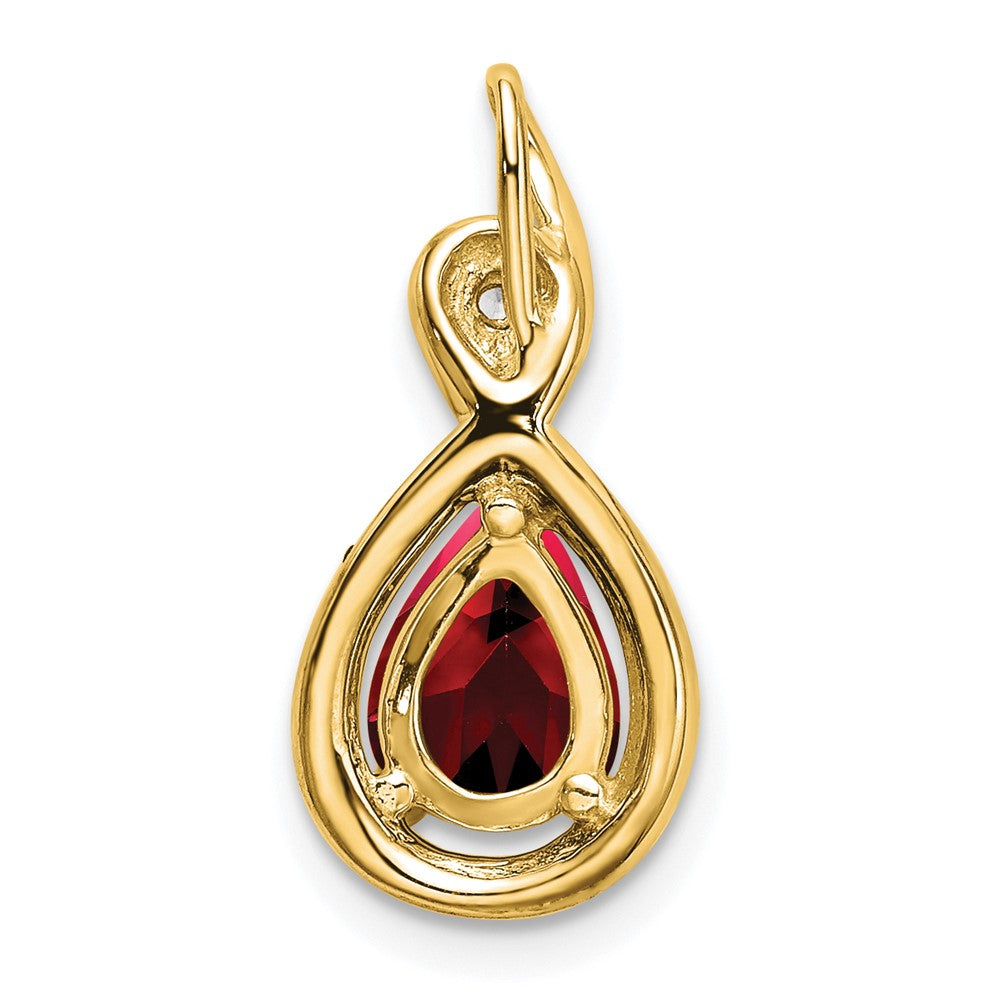 10K Yellow Gold Pear Garnet and Real Diamond Pendant
