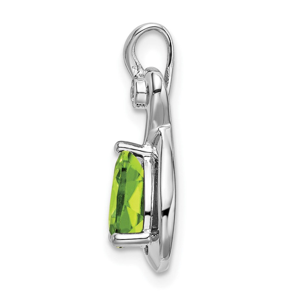 14k White Gold Pear Peridot and Real Diamond Pendant