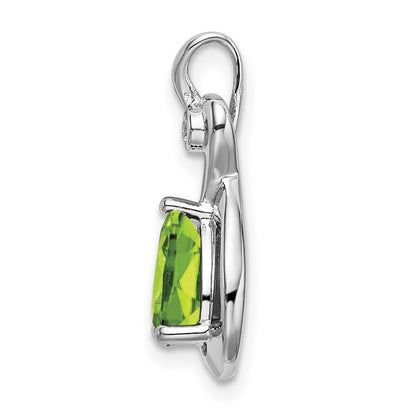 14k White Gold Pear Peridot and Real Diamond Pendant