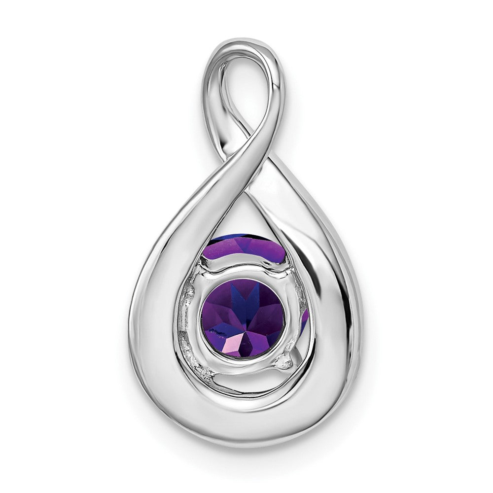 14k White Gold Amethyst and Real Diamond Pendant
