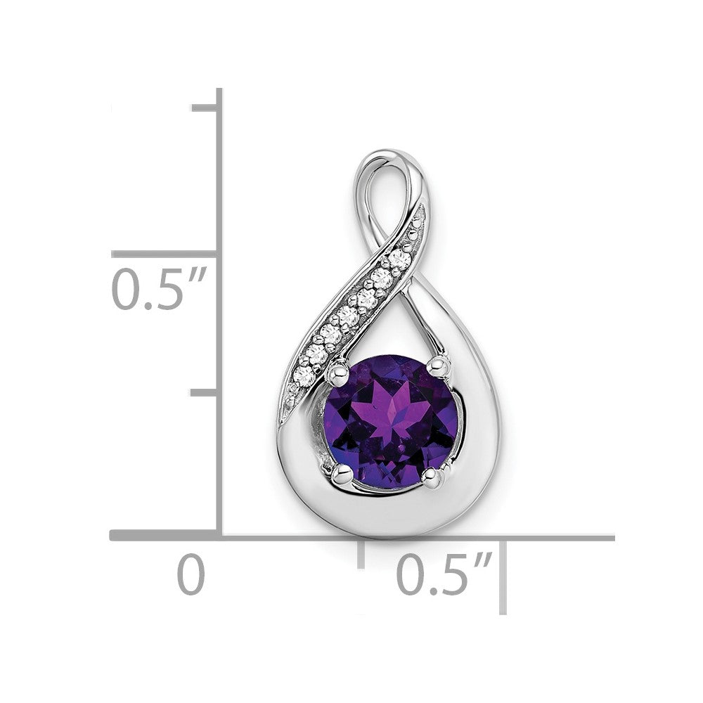 14k White Gold Amethyst and Real Diamond Pendant