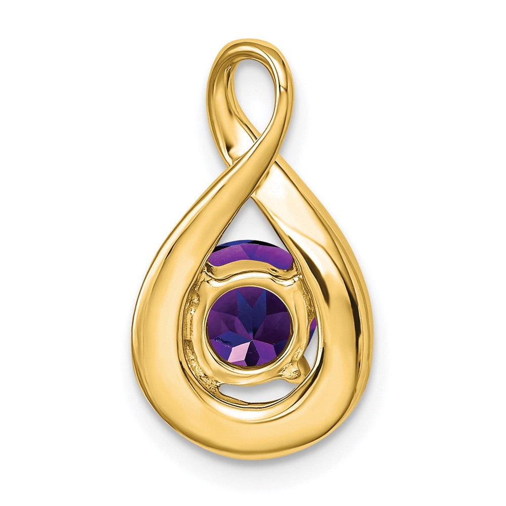 14K Yellow Gold Amethyst and Real Diamond Pendant