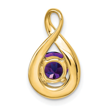 14K Yellow Gold Amethyst and Real Diamond Pendant