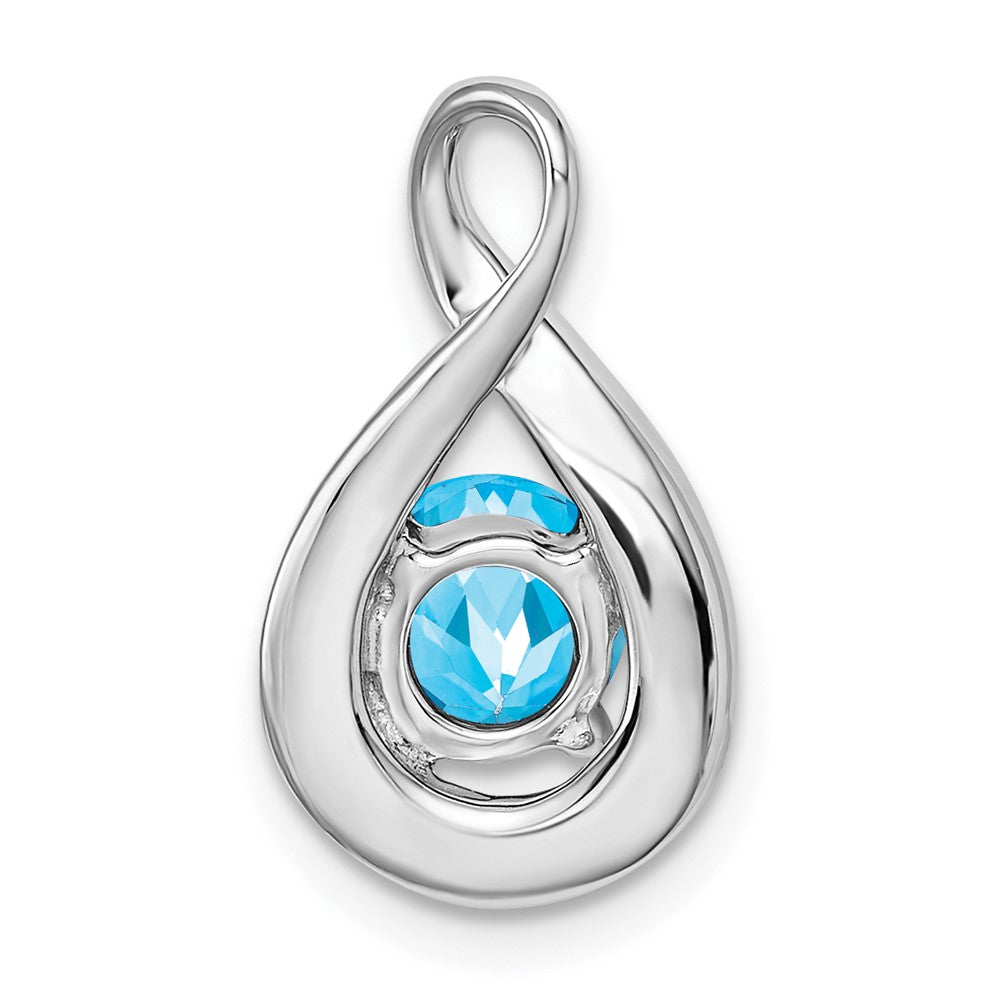 14k White Gold Blue Topaz and Real Diamond Pendant