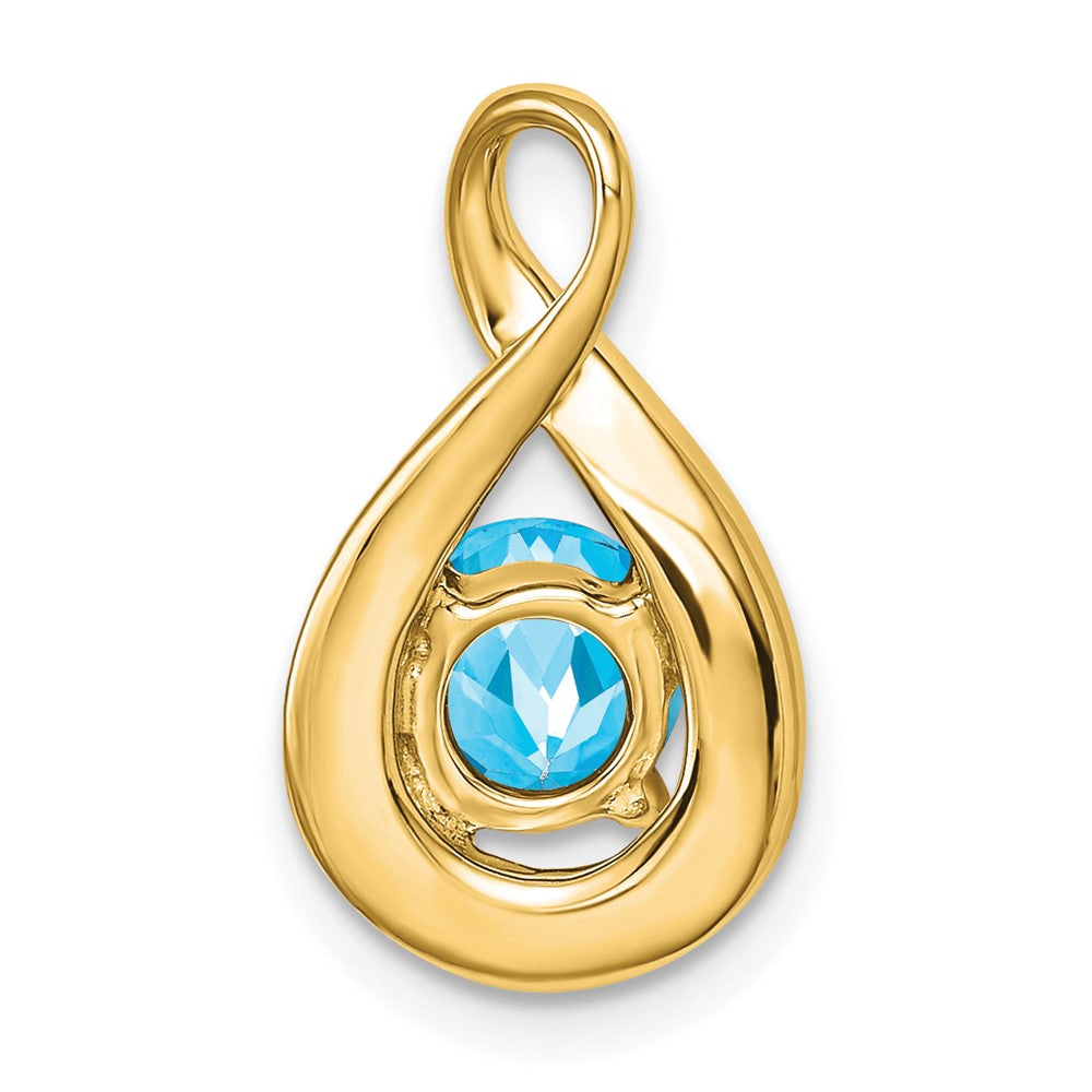 14K Yellow Gold Blue Topaz and Real Diamond Pendant