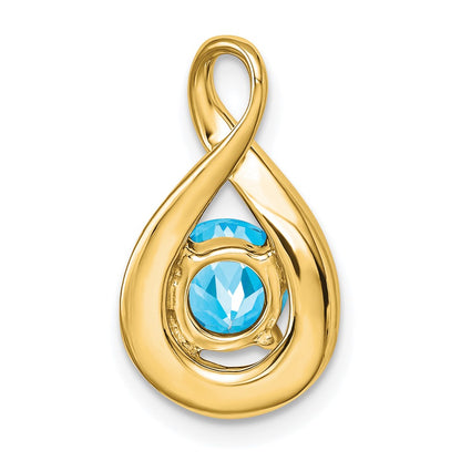 14K Yellow Gold Blue Topaz and Real Diamond Pendant