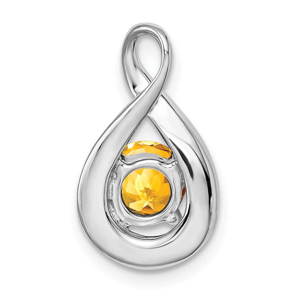 14k White Gold Citrine and Real Diamond Pendant