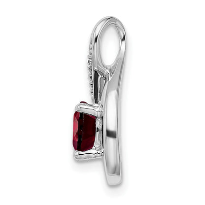 14k White Gold Garnet and Real Diamond Pendant