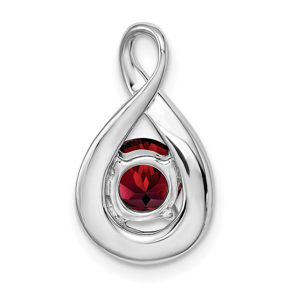 14k White Gold Garnet and Real Diamond Pendant