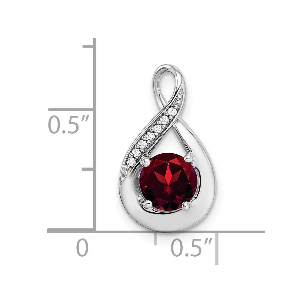 14k White Gold Garnet and Real Diamond Pendant