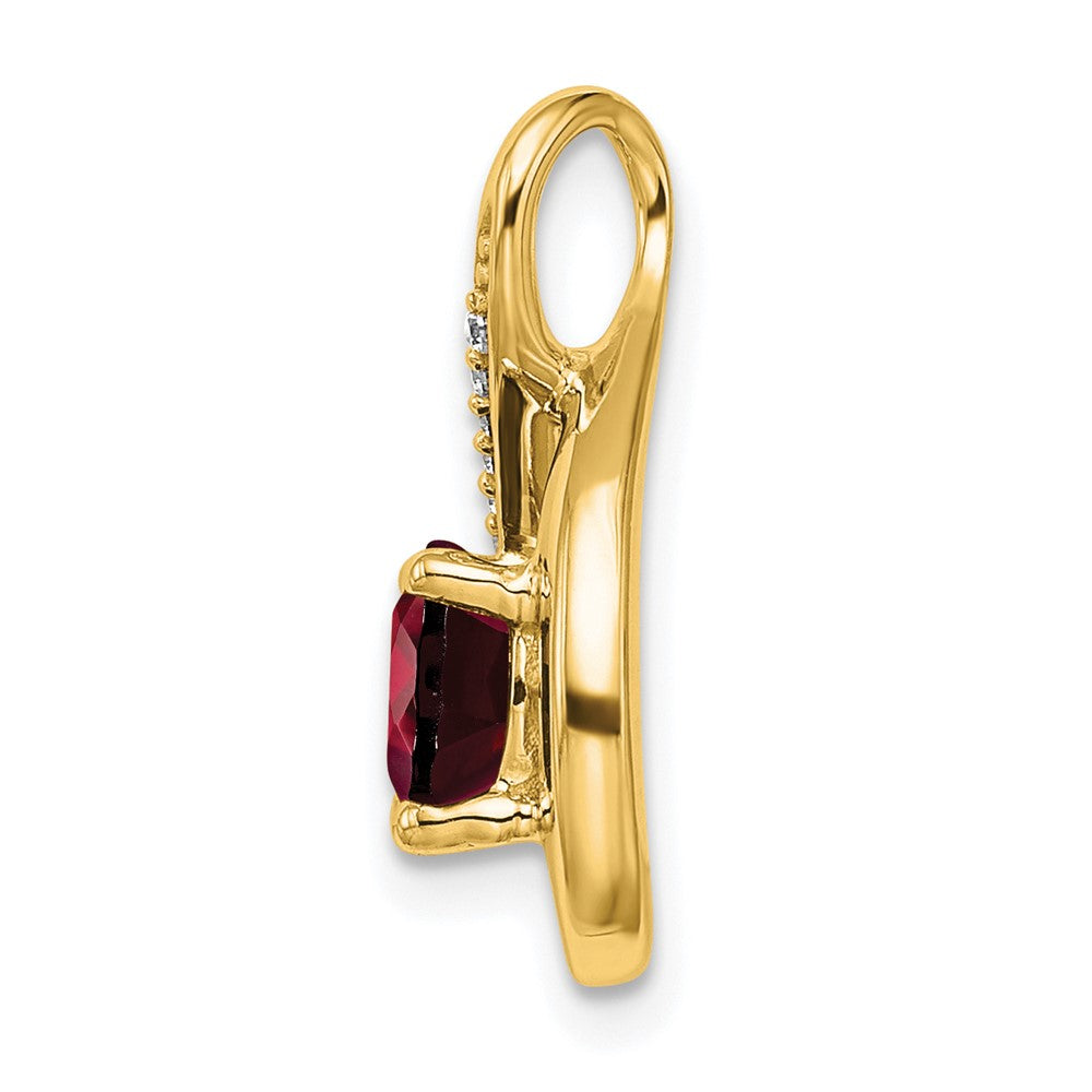 14K Yellow Gold Garnet and Real Diamond Pendant