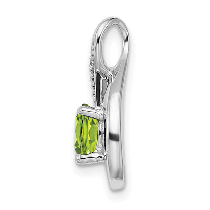 14k White Gold Peridot and Real Diamond Pendant