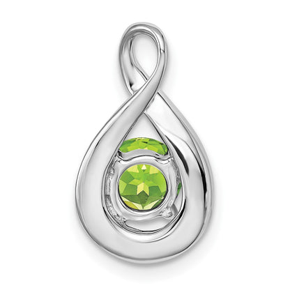 14k White Gold Peridot and Real Diamond Pendant
