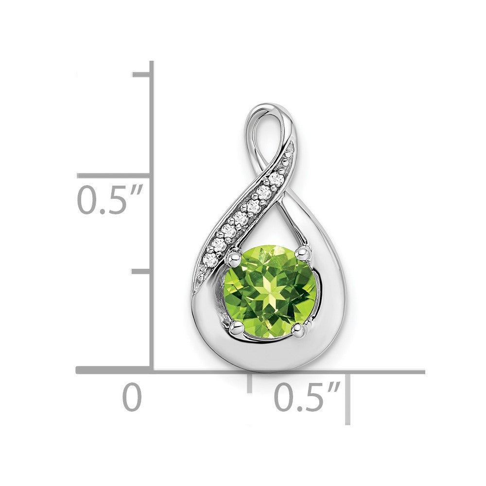 14k White Gold Peridot and Real Diamond Pendant