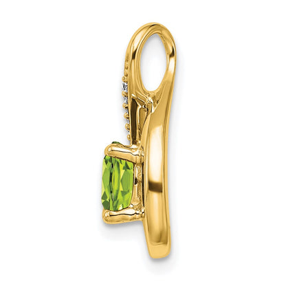 14K Yellow Gold Peridot and Real Diamond Pendant