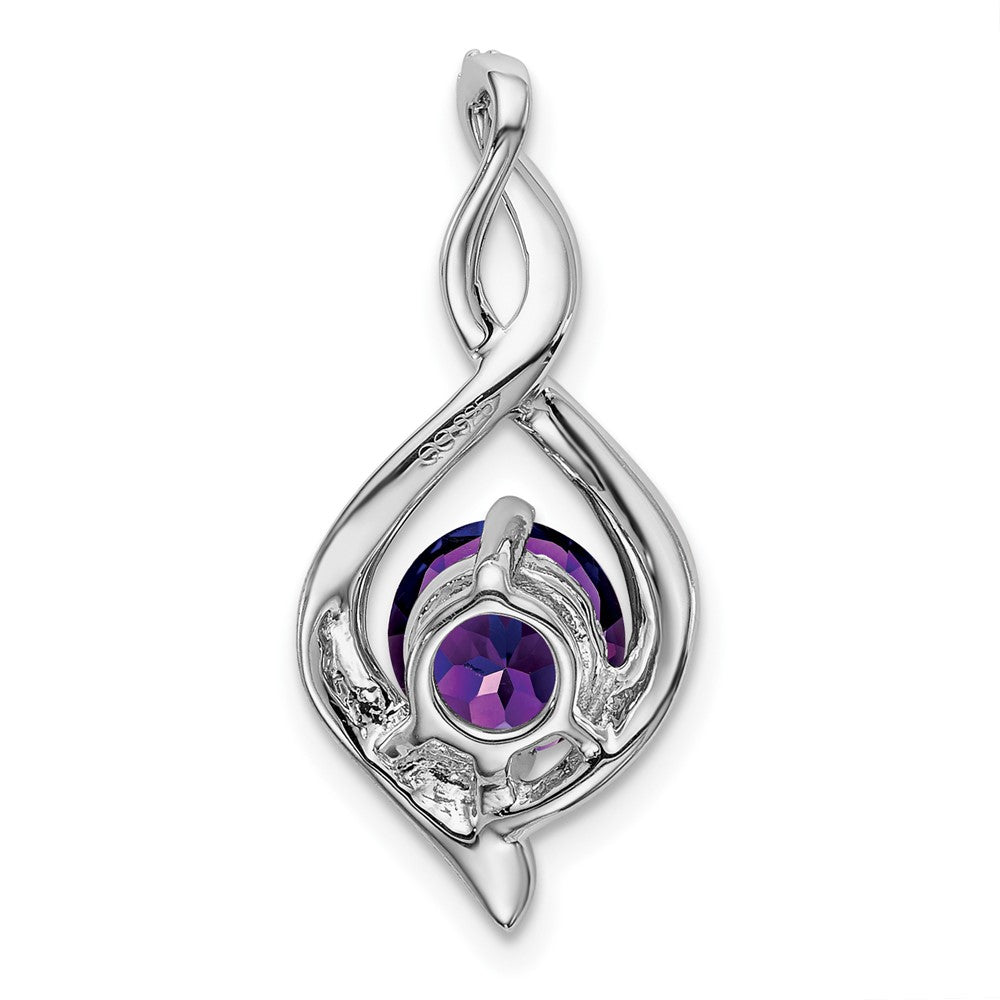 14k White Gold Amethyst and Real Diamond Pendant