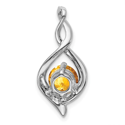 14k White Gold Citrine and Real Diamond Pendant