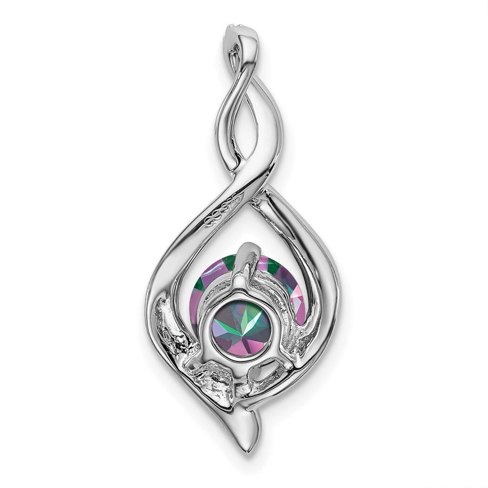 14k White Gold Mystic Fire Topaz and Real Diamond Pendant
