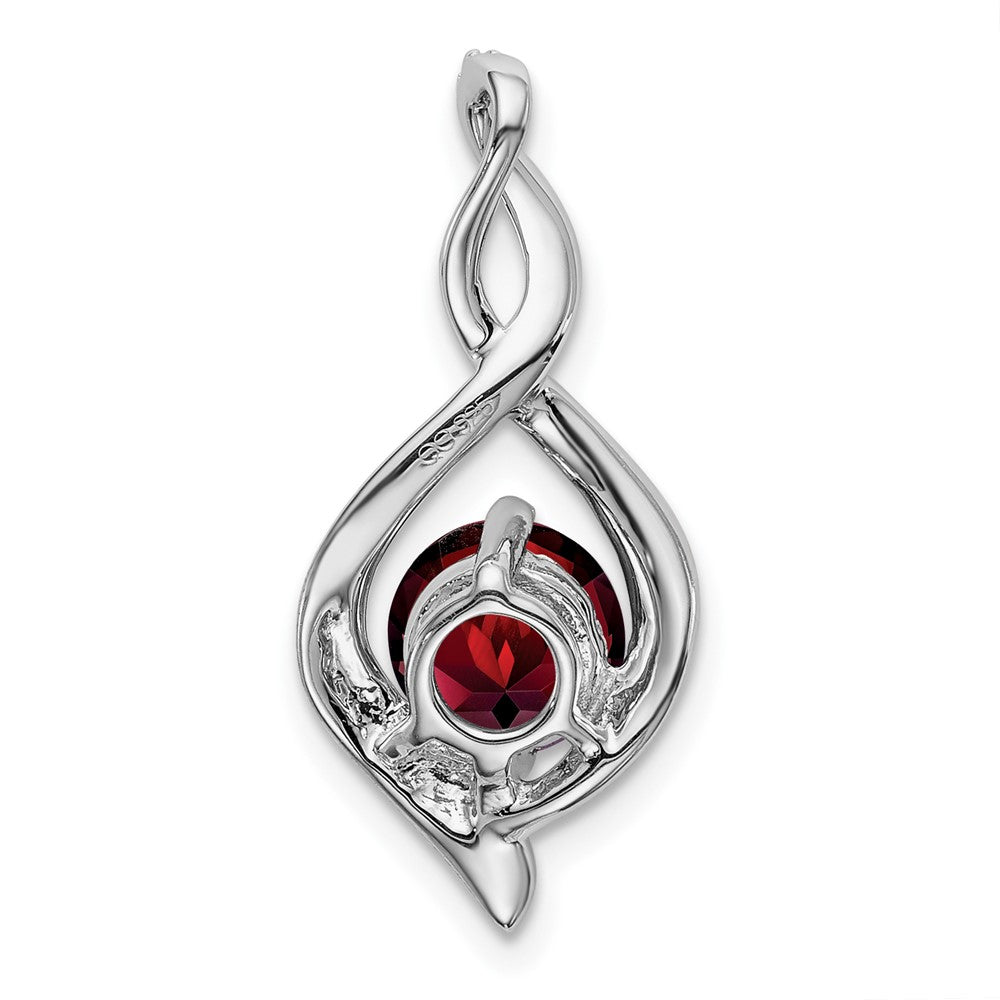 14k White Gold Garnet and Real Diamond Pendant