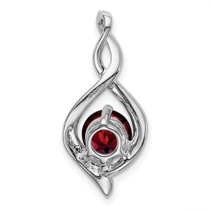 14k White Gold Garnet and Real Diamond Pendant
