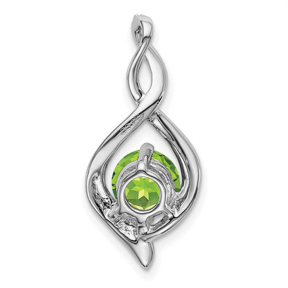 14k White Gold Peridot and Real Diamond Pendant