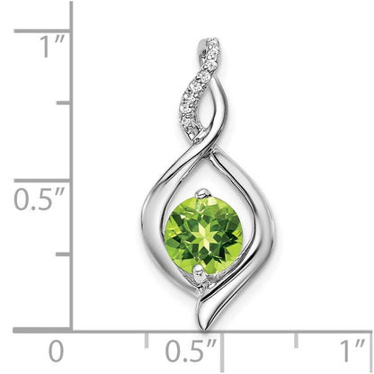 14k White Gold Peridot and Real Diamond Pendant