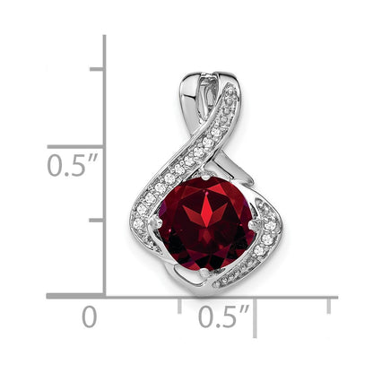 14k White Gold Garnet and Real Diamond Pendant