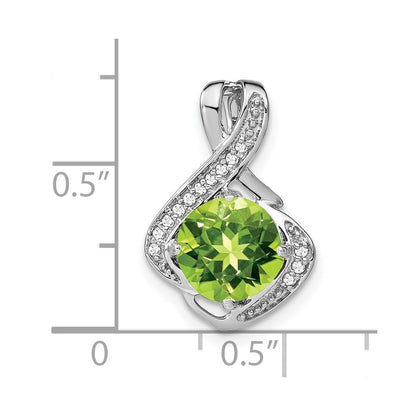 14k White Gold Peridot and Real Diamond Pendant